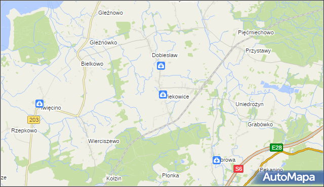mapa Wiekowice gmina Darłowo, Wiekowice gmina Darłowo na mapie Targeo