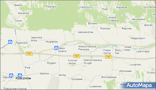 mapa Wierzchowiska Pierwsze gmina Sienno, Wierzchowiska Pierwsze gmina Sienno na mapie Targeo