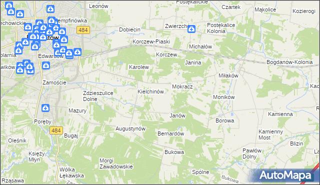 mapa Wiktorów gmina Bełchatów, Wiktorów gmina Bełchatów na mapie Targeo