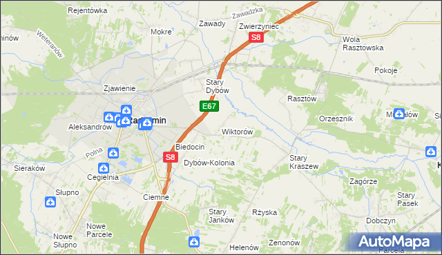 mapa Wiktorów gmina Radzymin, Wiktorów gmina Radzymin na mapie Targeo
