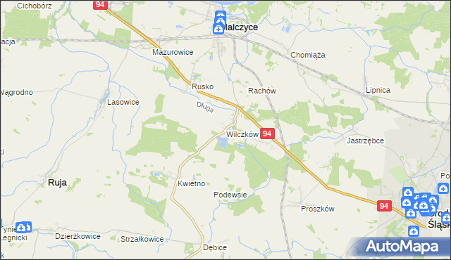 mapa Wilczków gmina Malczyce, Wilczków gmina Malczyce na mapie Targeo