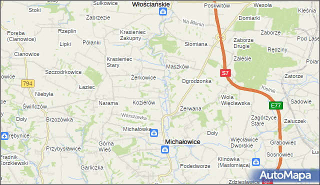 mapa Wilczkowice gmina Michałowice, Wilczkowice gmina Michałowice na mapie Targeo