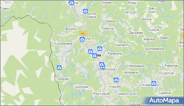 mapa Wisła, Wisła na mapie Targeo