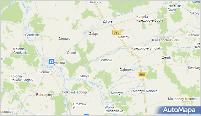 mapa Witanki, Witanki na mapie Targeo