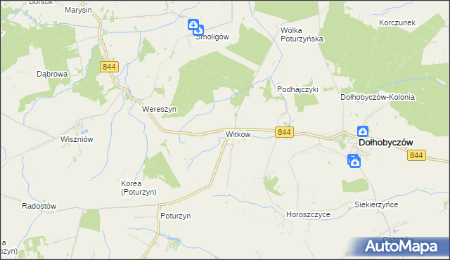 mapa Witków gmina Dołhobyczów, Witków gmina Dołhobyczów na mapie Targeo