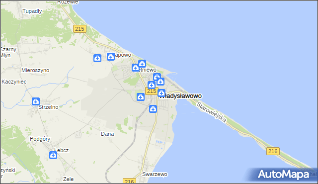 mapa Władysławowo powiat pucki, Władysławowo powiat pucki na mapie Targeo