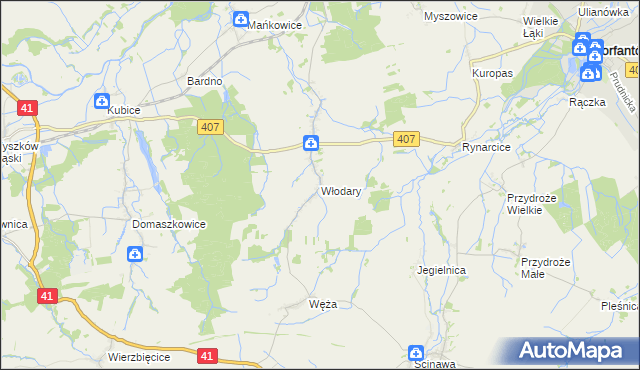 mapa Włodary, Włodary na mapie Targeo