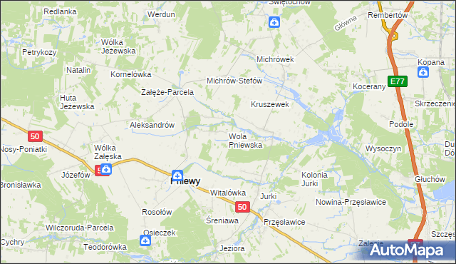mapa Wola Pniewska, Wola Pniewska na mapie Targeo