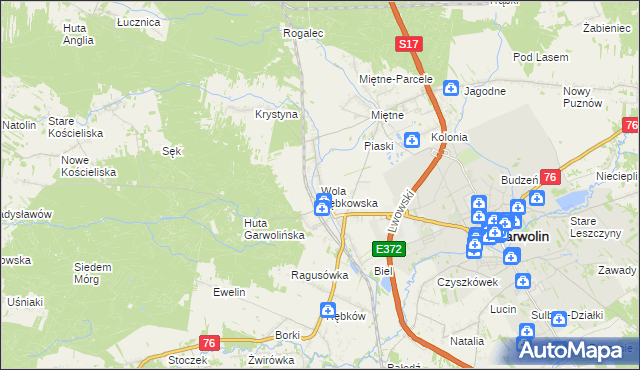 mapa Wola Rębkowska, Wola Rębkowska na mapie Targeo