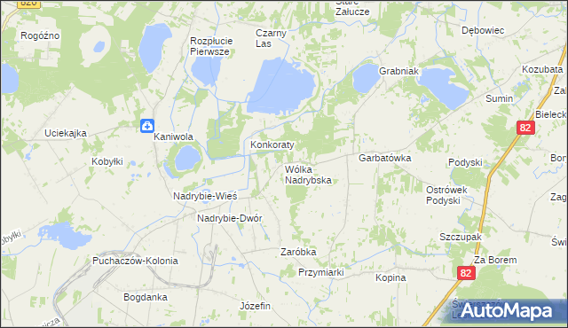 mapa Wólka Nadrybska, Wólka Nadrybska na mapie Targeo