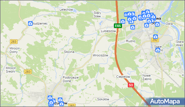 mapa Wrociszów, Wrociszów na mapie Targeo