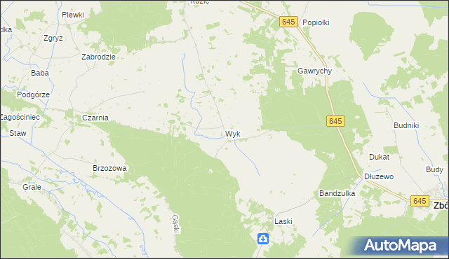 mapa Wyk gmina Zbójna, Wyk gmina Zbójna na mapie Targeo