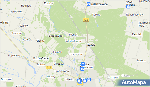 mapa Wykno gmina Ujazd, Wykno gmina Ujazd na mapie Targeo