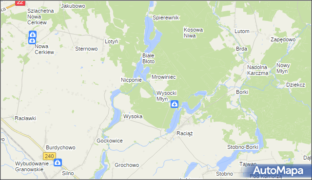 mapa Wysocki Młyn, Wysocki Młyn na mapie Targeo