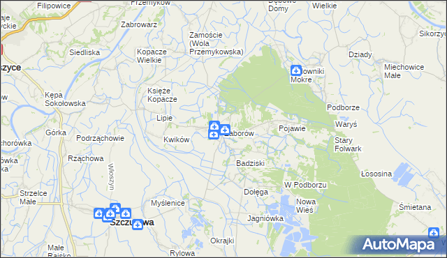 mapa Zaborów gmina Szczurowa, Zaborów gmina Szczurowa na mapie Targeo