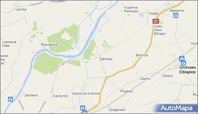 mapa Ząbrowo gmina Stare Pole, Ząbrowo gmina Stare Pole na mapie Targeo