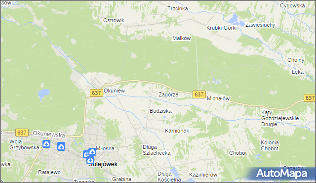 mapa Zagórze gmina Halinów, Zagórze gmina Halinów na mapie Targeo
