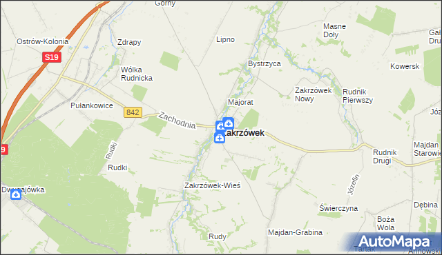 mapa Zakrzówek powiat kraśnicki, Zakrzówek powiat kraśnicki na mapie Targeo