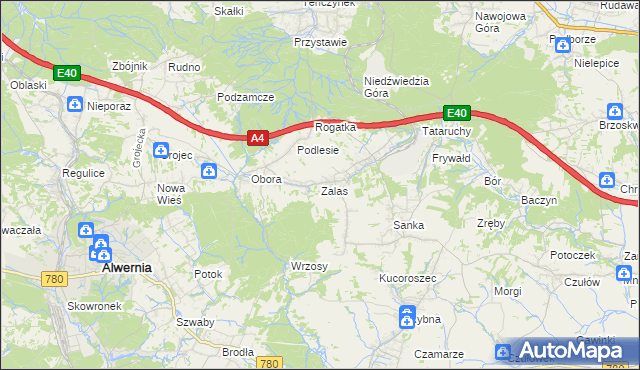 mapa Zalas gmina Krzeszowice, Zalas gmina Krzeszowice na mapie Targeo