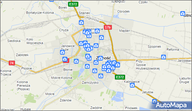 mapa Zamościa, Zamość na mapie Targeo