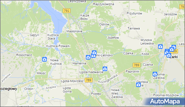 mapa Żarki-Letnisko, Żarki-Letnisko na mapie Targeo