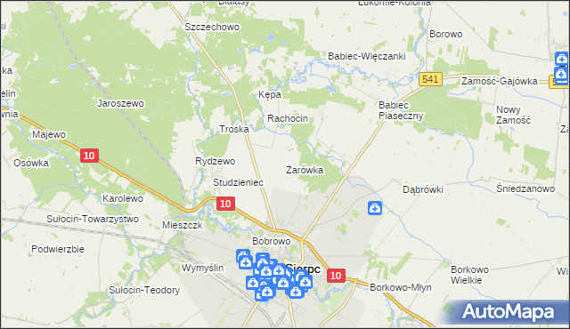 mapa Żarówka gmina Sierpc, Żarówka gmina Sierpc na mapie Targeo