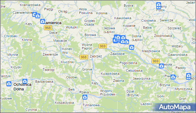 mapa Zarzecze gmina Łącko, Zarzecze gmina Łącko na mapie Targeo
