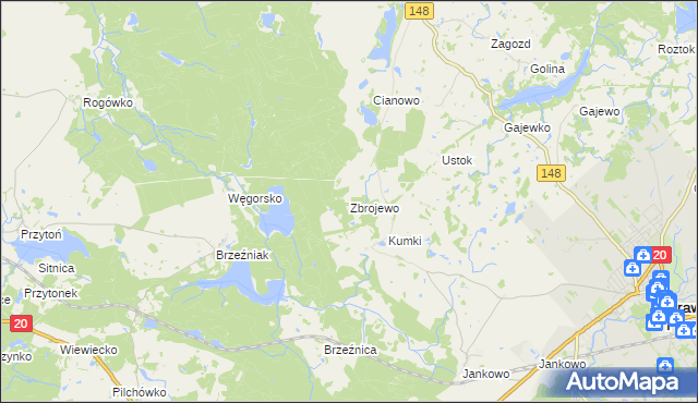 mapa Zbrojewo, Zbrojewo na mapie Targeo