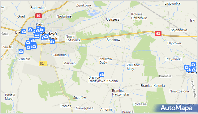 mapa Zbulitów Duży, Zbulitów Duży na mapie Targeo