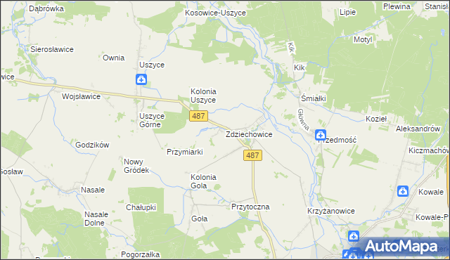 mapa Zdziechowice gmina Gorzów Śląski, Zdziechowice gmina Gorzów Śląski na mapie Targeo