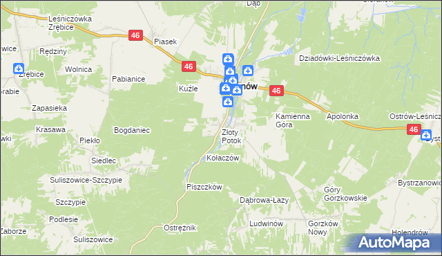 mapa Złoty Potok gmina Janów, Złoty Potok gmina Janów na mapie Targeo
