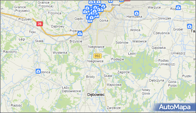 mapa Żółków gmina Jasło, Żółków gmina Jasło na mapie Targeo