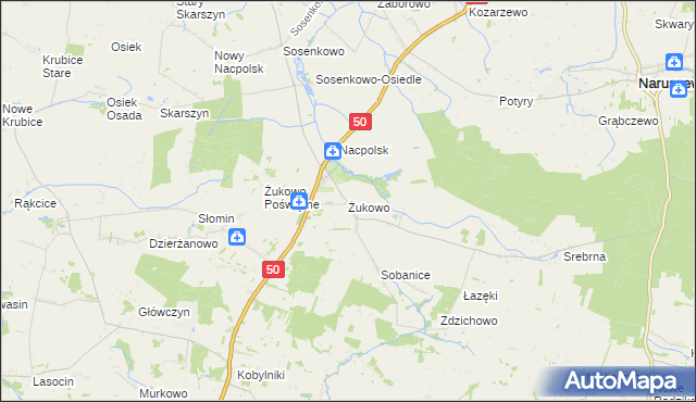 mapa Żukowo gmina Naruszewo, Żukowo gmina Naruszewo na mapie Targeo