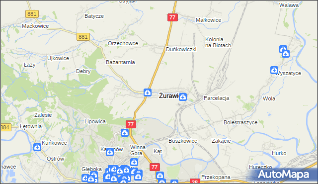 mapa Żurawica powiat przemyski, Żurawica powiat przemyski na mapie Targeo