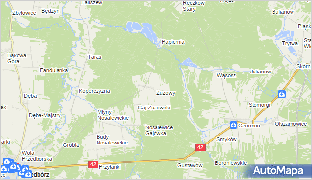 mapa Zuzowy, Zuzowy na mapie Targeo