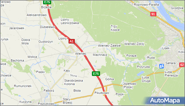 mapa Machnacz gmina Brześć Kujawski, Machnacz gmina Brześć Kujawski na mapie Targeo