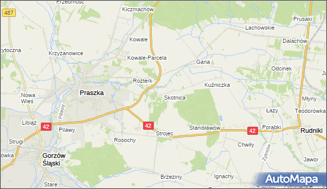 mapa Skotnica gmina Praszka, Skotnica gmina Praszka na mapie Targeo