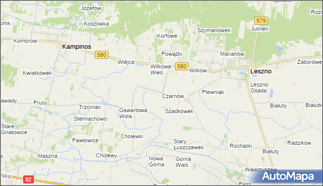 mapa Czarnów gmina Leszno, Czarnów gmina Leszno na mapie Targeo