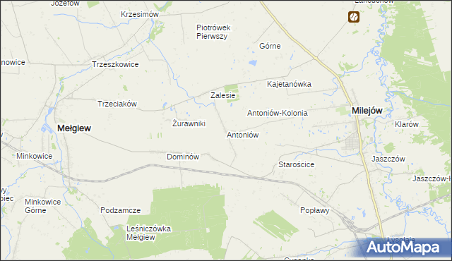 mapa Antoniów gmina Milejów, Antoniów gmina Milejów na mapie Targeo