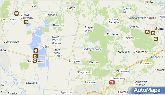 mapa Badrzychowice, Badrzychowice na mapie Targeo