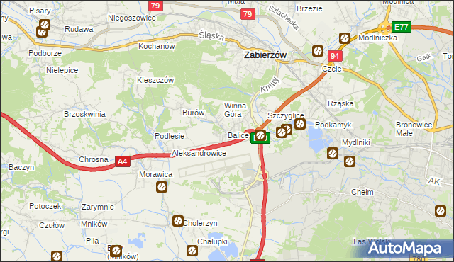 mapa Balice gmina Zabierzów, Balice gmina Zabierzów na mapie Targeo