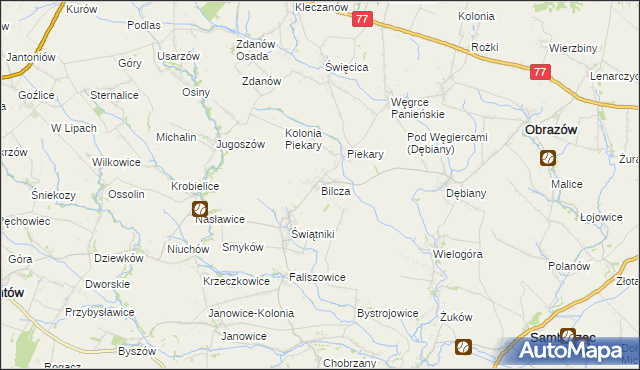 mapa Bilcza gmina Obrazów, Bilcza gmina Obrazów na mapie Targeo