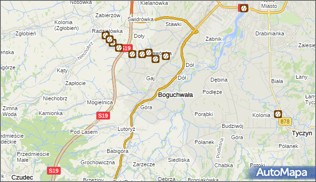 mapa Boguchwała powiat rzeszowski, Boguchwała powiat rzeszowski na mapie Targeo