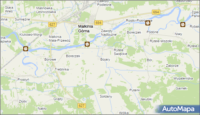 mapa Bojary gmina Kosów Lacki, Bojary gmina Kosów Lacki na mapie Targeo