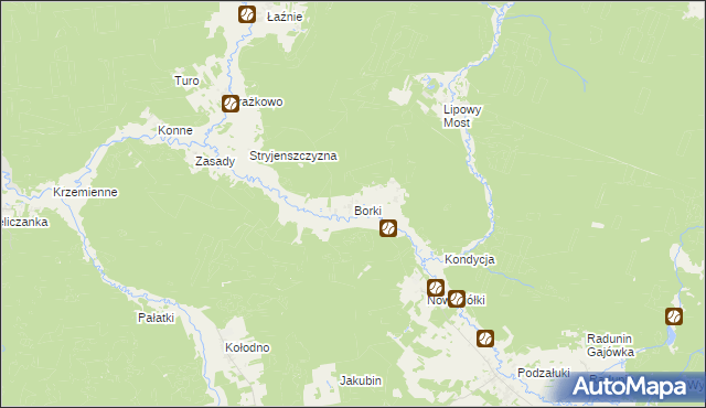 mapa Borki gmina Gródek, Borki gmina Gródek na mapie Targeo