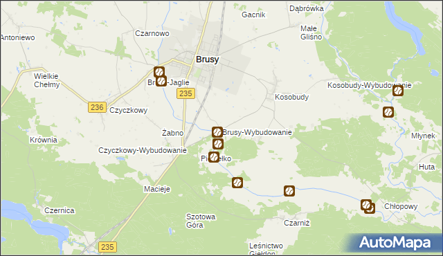 mapa Brusy-Wybudowanie, Brusy-Wybudowanie na mapie Targeo