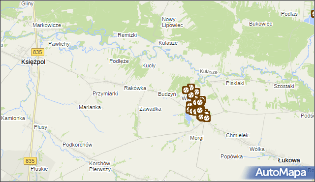 mapa Budzyń gmina Księżpol, Budzyń gmina Księżpol na mapie Targeo