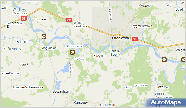 mapa Bużyska, Bużyska na mapie Targeo