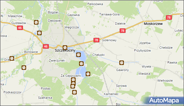 mapa Chałupki gmina Szczekociny, Chałupki gmina Szczekociny na mapie Targeo