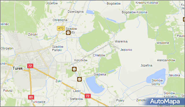 mapa Chlebów gmina Turek, Chlebów gmina Turek na mapie Targeo